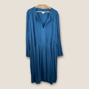 Old Navy Womens size 3X Long Sleeve Pleated Pintuck Tunic Dress Blue